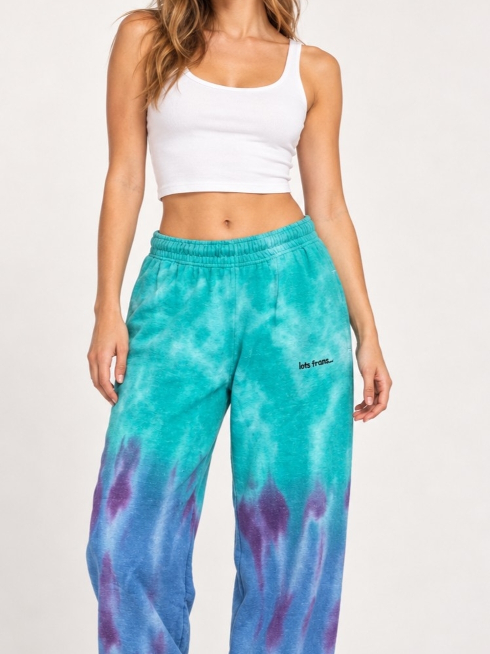 Iets Frans… Tie-Dye Ombré Jogger Sweatpants Turquoise Blue Purple XS NWT